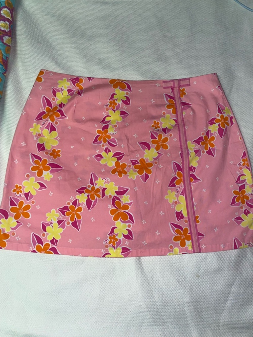 White Label Lilly Pulitzer Pink Floral Mini Skirt with Yellow & Orange Blooms